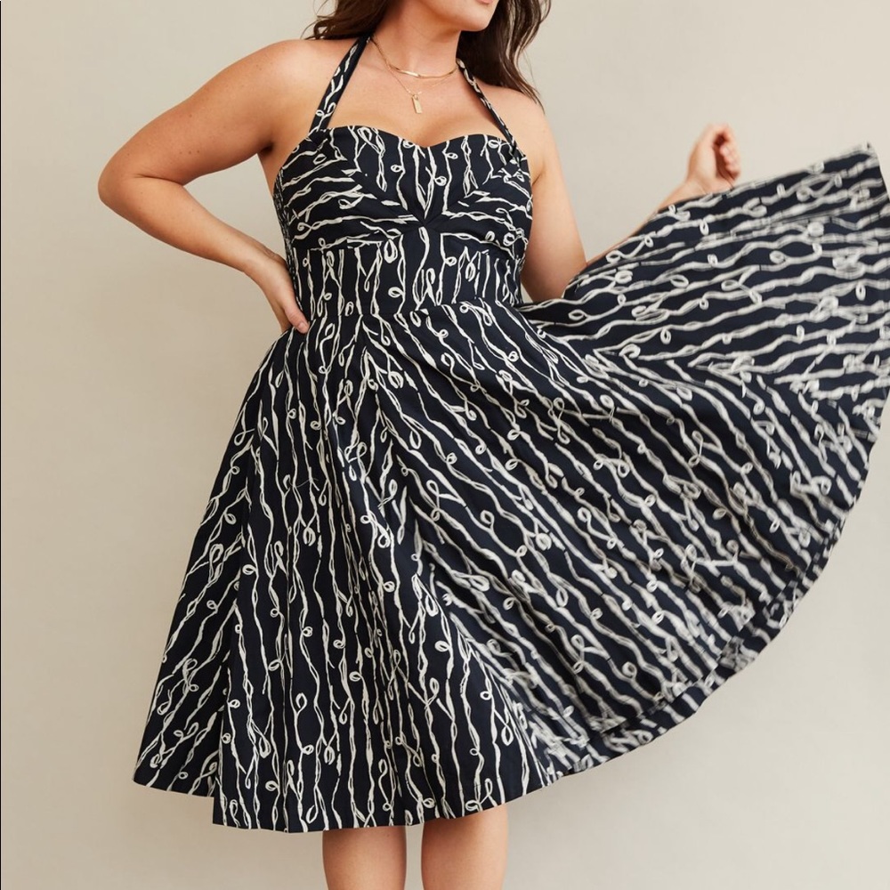 Anthropologie halter/strapless fit and flare dress